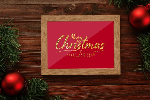 Cartolina d'auguri di buon Natale nel mockup del telaio