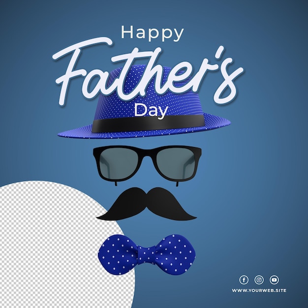 Cartolina d'auguri Happy Fathers Day con testo modificabile e immagine di rendering di alta qualità