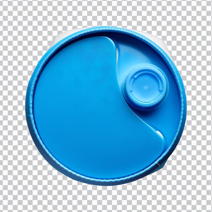 PSD cartón de leche con tapa redonda azul aislado sobre un fondo transparente