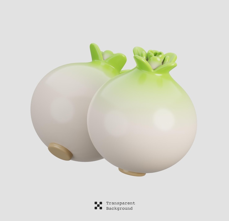 PSD cartone animato fresco due cipolle bianche verdure isolate cibo icona della natura concetto 3d render illustrazione