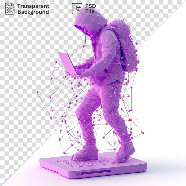 cartone animato hacker 3D unico che si infiltra in una rete su un computer portatile