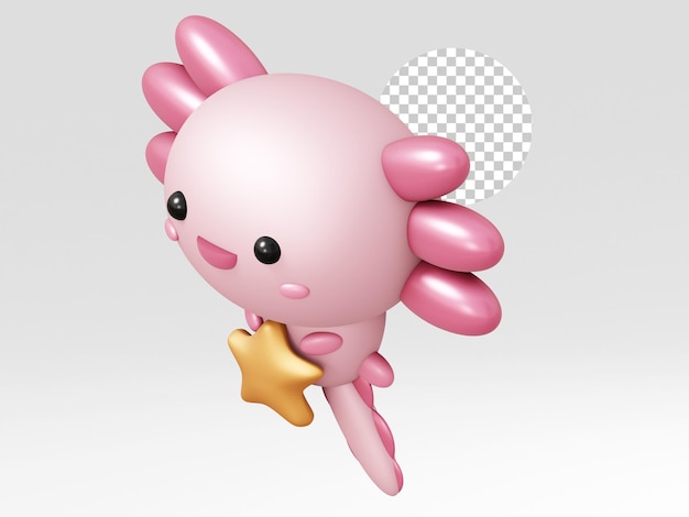 Cartoon 3D illustrazione di Cute Axolotl