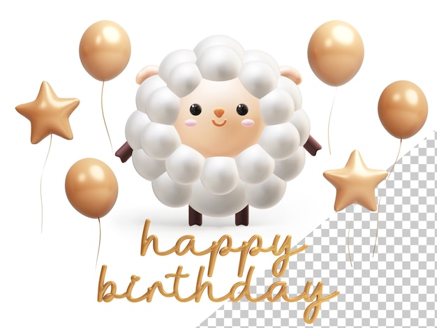 Cartoon 3D illustrazione di Cute Sheep