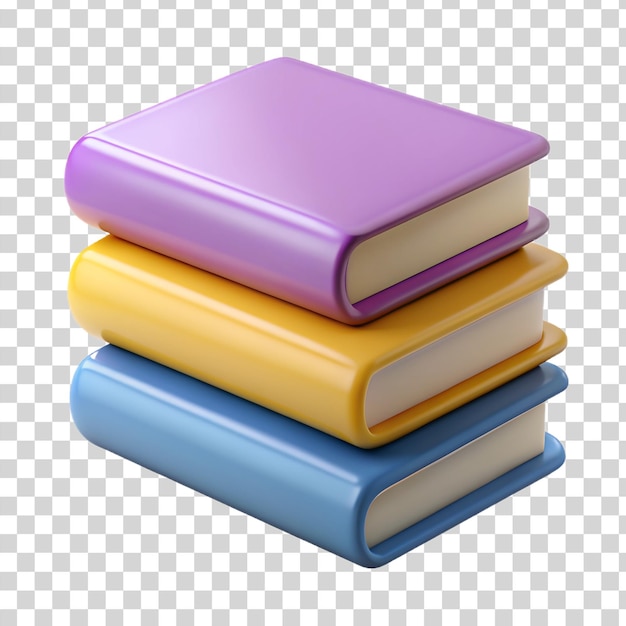 PSD cartoon 3d une pile de livres isolés sur un fond transparent