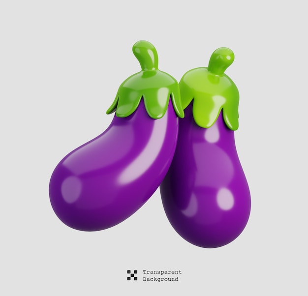 PSD cartoon d'aubergine fraîche ou d'aubergeine végétale isolée icon de la nature alimentaire illustration de rendu 3d
