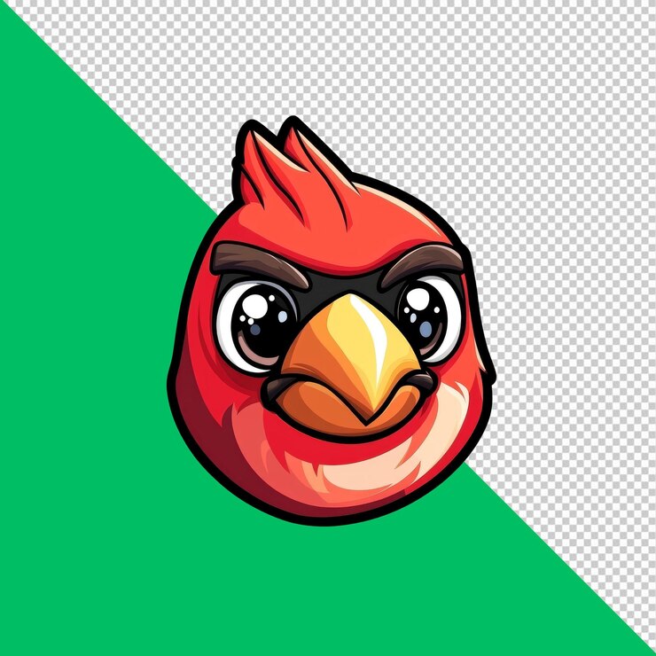 PSD cartoon cardinal bird head expresión enojada diseño de mascota muy bonito