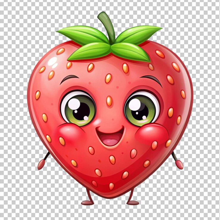 PSD cartoon carino a fragola su sfondo trasparente