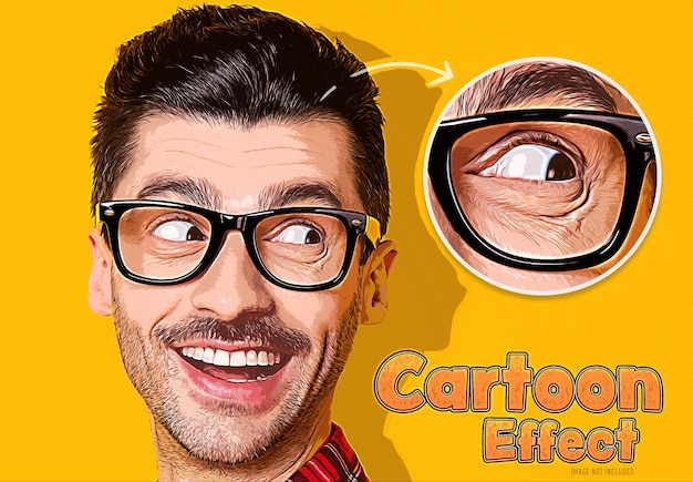 Cartoon comic foto effekt mockup