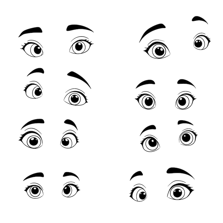 PSD cartoon eyes with various expressions