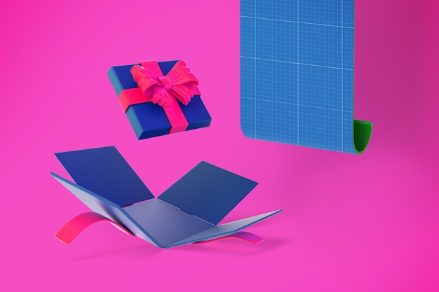 Cartoon-geschenkbox-mockup