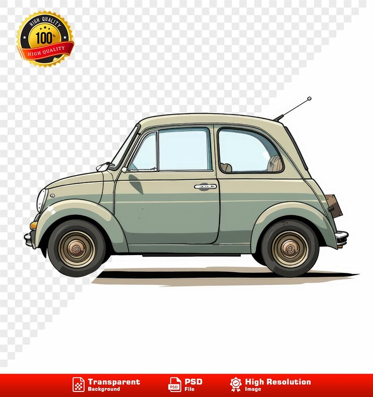 PSD cartoon giapponese piccola auto isolata su sfondo bianco per il disegno creativo della vita