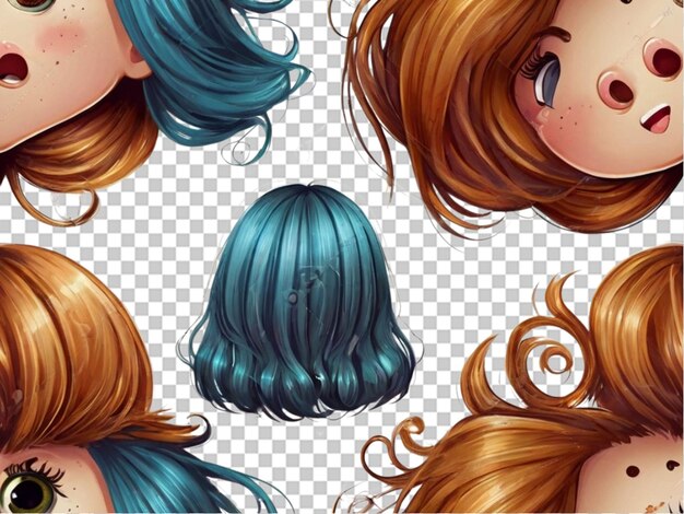 PSD cartoon girl cabelo em fundo branco