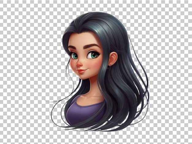 PSD cartoon girl haar auf weißem hintergrund