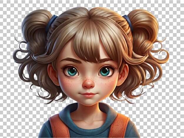 PSD cartoon girl haar auf weißem hintergrund