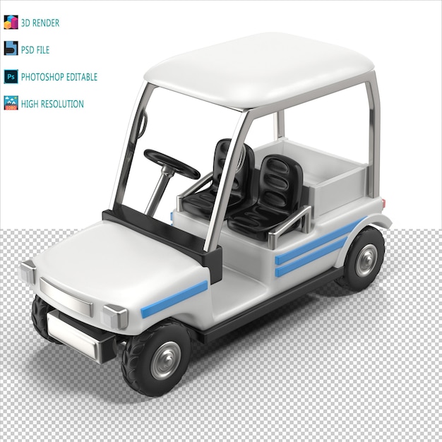 PSD cartoon golf car 3d render psd (em inglês)
