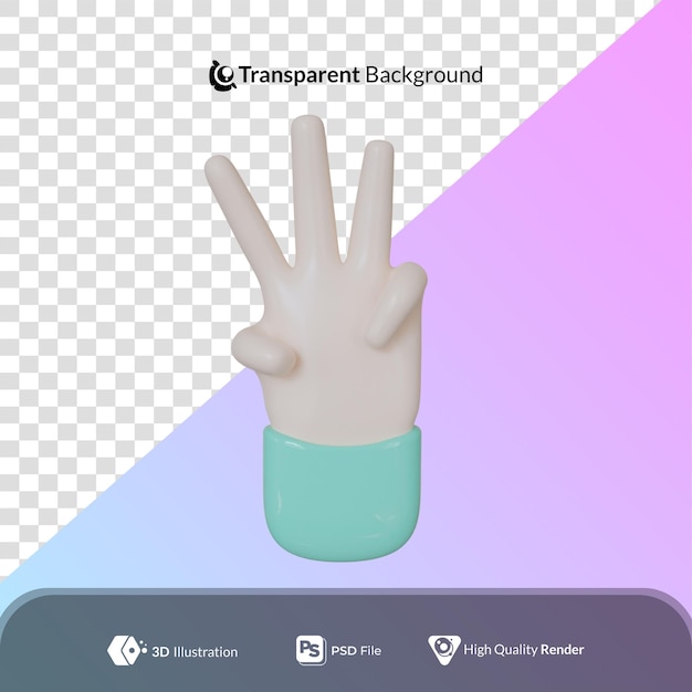 Cartoon Hand drei Geste 3D-Darstellung