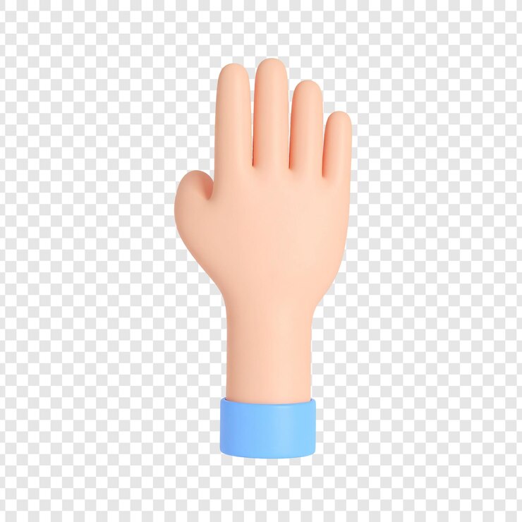 PSD cartoon hand raised in gesture 3 d illustration transparent background