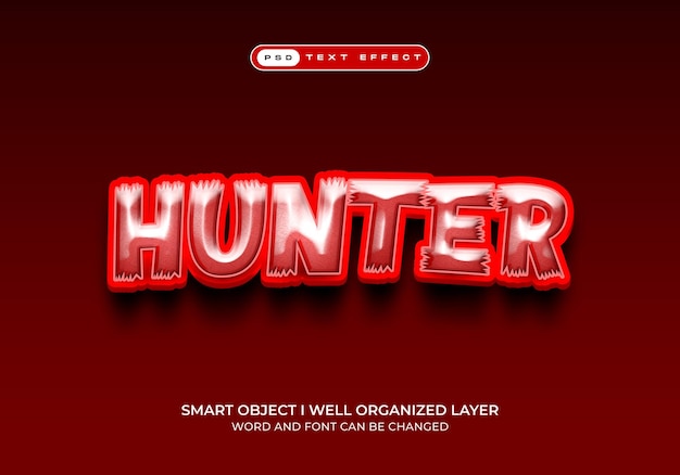 Cartoon Hunter 3D-bearbeitbare Texteffekt