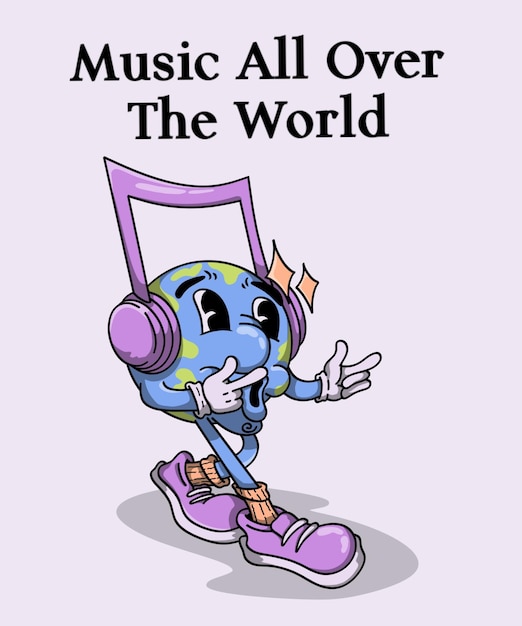 cartoon illustration music is all over the world