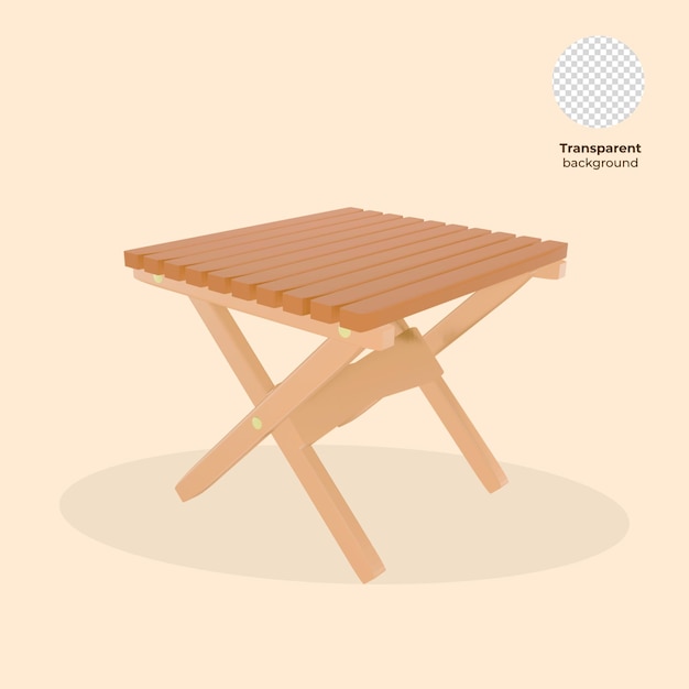 Cartoon illustration of a brown wooden folding table with a transparent background