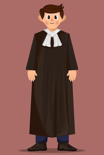 Cartoon illustration of a Judge in a black Court Robe in a standing pose