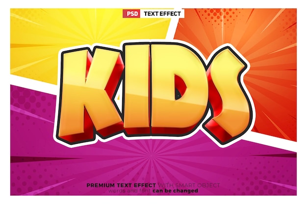 Cartoon Kids Comic avventura Modello effetto testo modificabile 3D