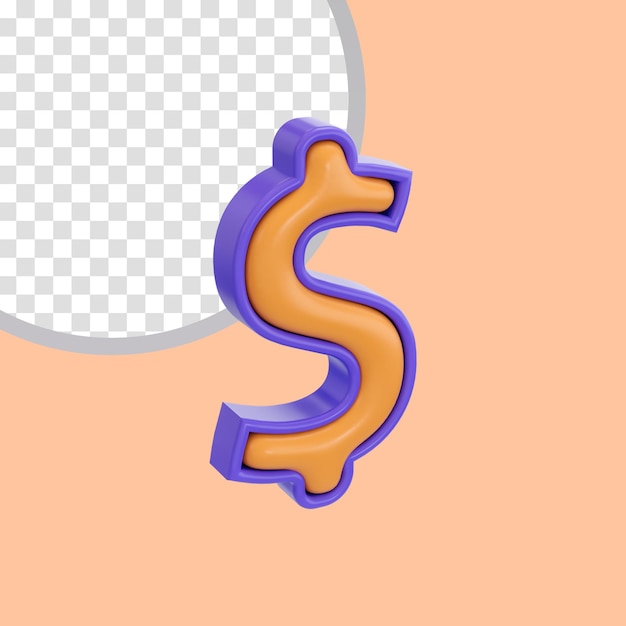 Cartoon-Look Dollarzeichen-Symbol 3D-Renderkonzept für Zeichen-Webdesign und Anwendungssymbol