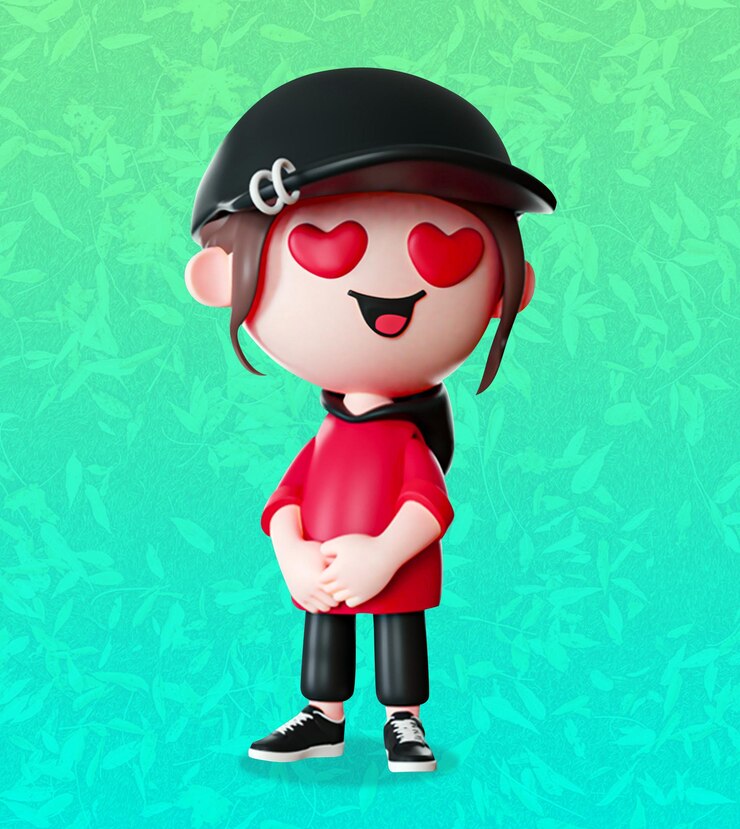 PSD cartoon love girl design