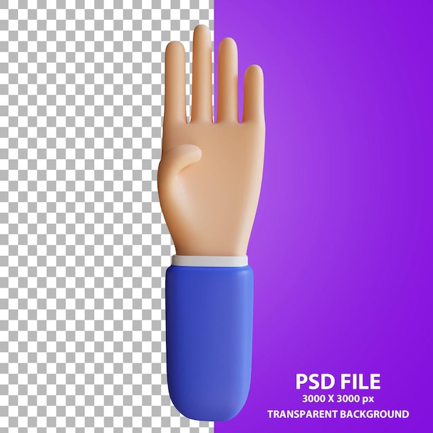 Cartoon mano in posa 4 dita rendering 3d