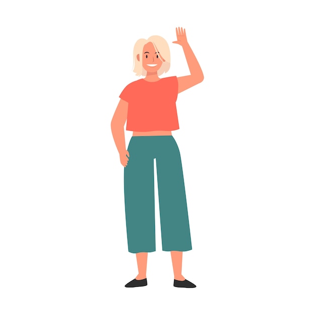 Cartoon-Menschen, die mit einer Illustration winken