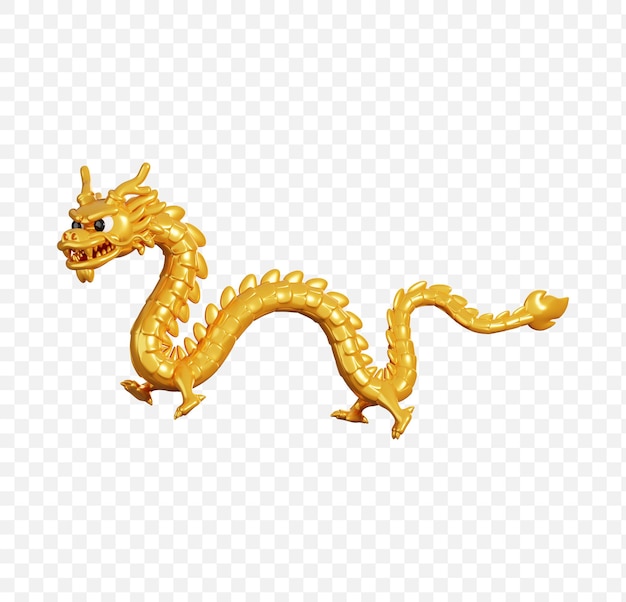 Cartoon ouro dragão chinês elementos de ano novo chinês ícone renderização 3d