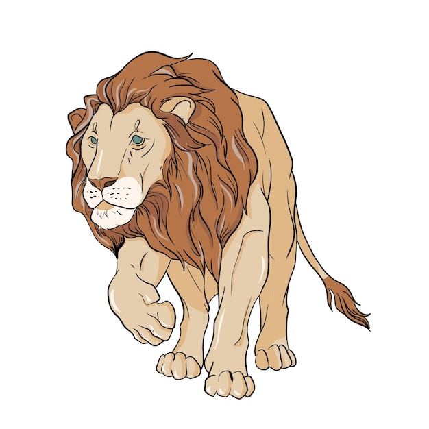 Cartoon-Photoshop des Löwen Löwen-Zodiac-Design Löwe Clipart Löwe mit gelber und brauner Farbart