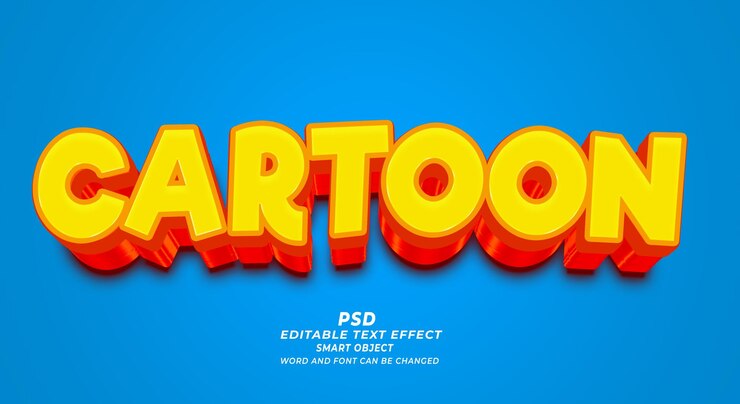 PSD cartoon psd 3d editável texto efeito photoshop template