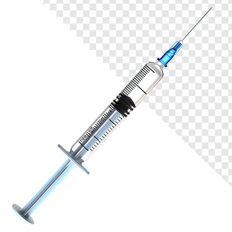 PSD cartoon render of syringe clipart transparent background