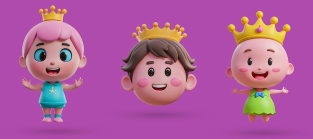 Cartoon Royalty with Crowns