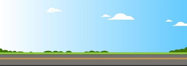 Cartoon-Straßenrand-Hintergrund mit blauem Himmel und Wolken