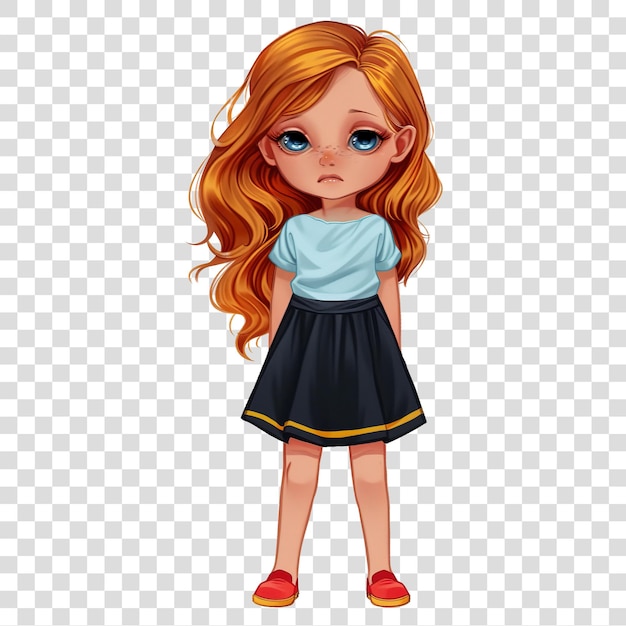 PSD cartoon style baby girl isolated on transparent background png