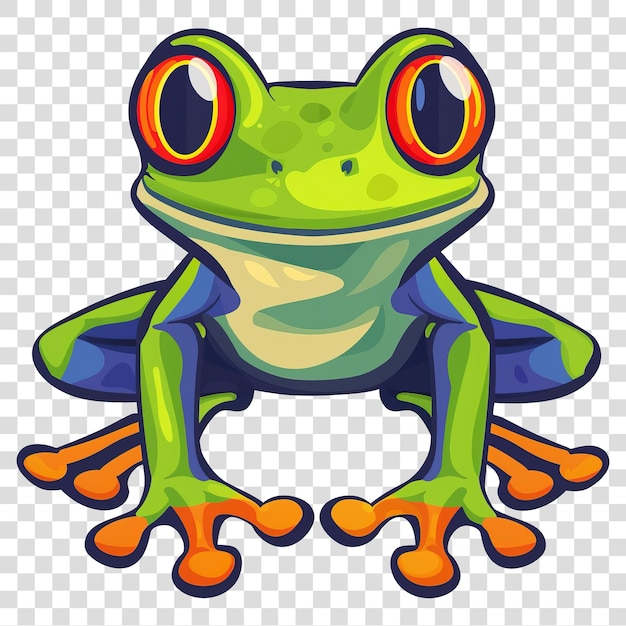 PSD cartoon style frog isolated on transparent background png