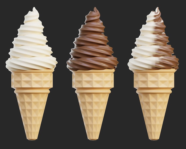 Cartoon Style Ice cream cone 3D Graphic
