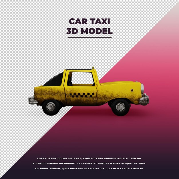 PSD cartoon style voiture taxi 3d isolé