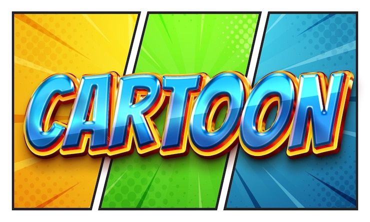 PSD cartoon text effect on colorful comic book background