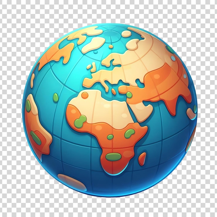 PSD cartoon world map globe 3d est une illustration de rendu.