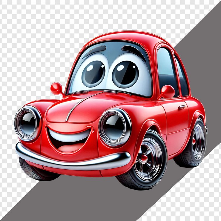 PSD cartoonish 3d car isolado em fundo transparente