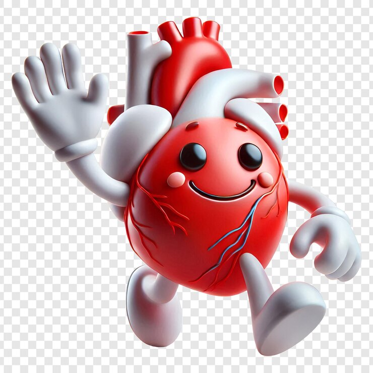 PSD cartoonish 3d human heart isolated on transparent background