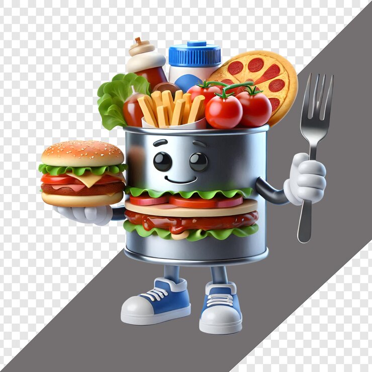 PSD cartoonish 3d personaje de comida fondo transparente