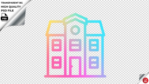 PSD casa_12 icono vectorial gradiente de arco iris colorido psd transparente