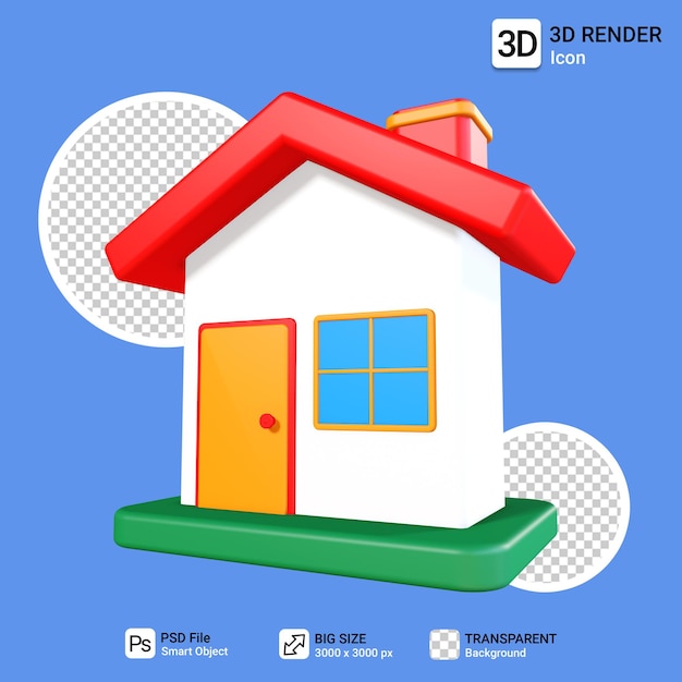 Casa 3d con fondo transparente