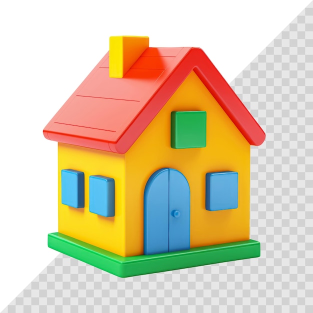 PSD casa 3d simples isolada em branco pequena casa de brinquedo colorida conceito imobiliário ia generativa