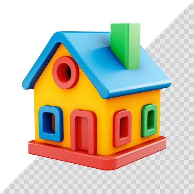 PSD casa 3d simples isolada em branco pequena casa de brinquedo colorida conceito imobiliário ia generativa
