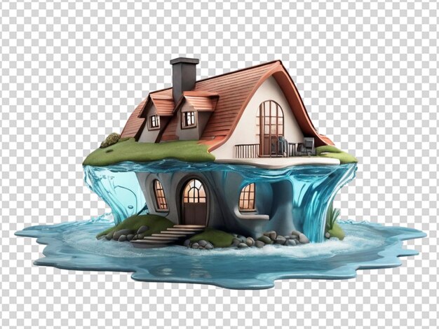 Una casa de agua subterránea 3d png